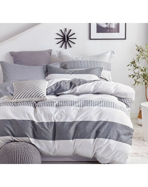 Parure housse de couette 100% Percale de Coton grise