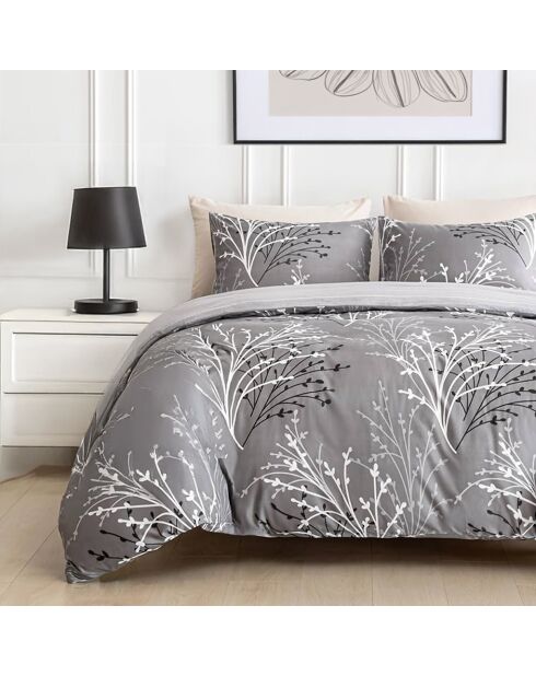 Parure housse de couette en Coton grise