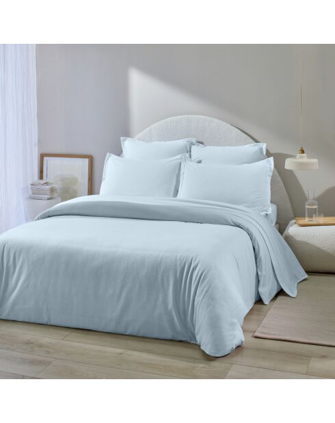 Housse de couette 100% Flanelle de Coton  bleue