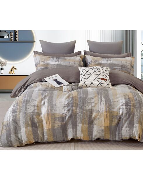 Parure housse de couette 100% Percale de Coton grise