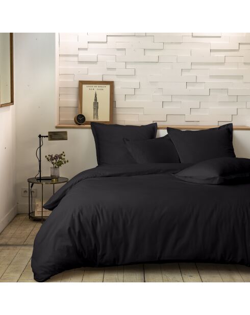 Parure housse de couette 100% Percale de Coton noire