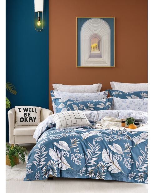 Parure housse de couette en Coton bleue