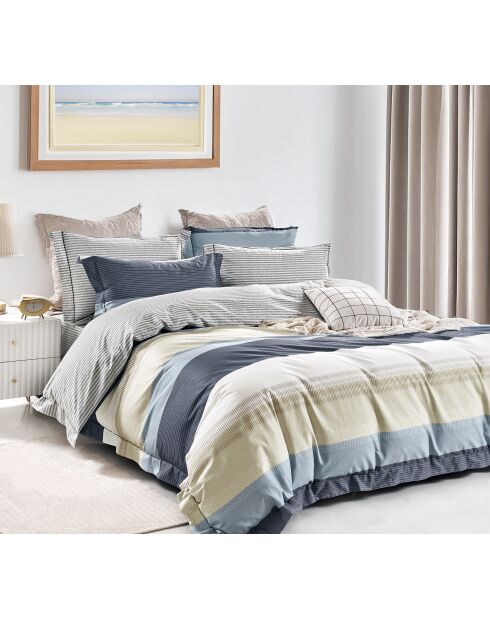 Parure housse de couette en Coton bleue