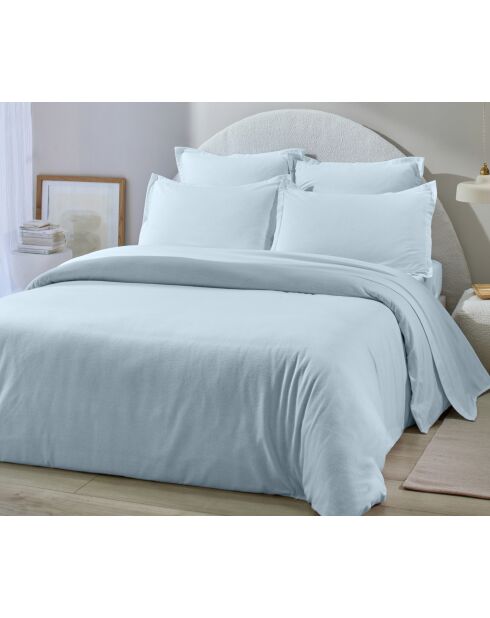 Taie d'oreiller 100% Flanelle de Coton  bleue