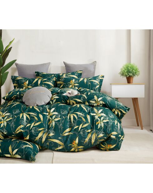 Parure housse de couette 100% Percale de Coton verte