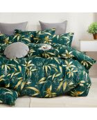 Parure housse de couette 100% Percale de Coton verte