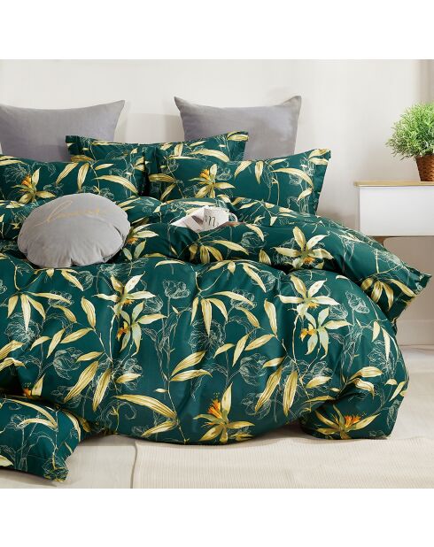 Parure housse de couette 100% Percale de Coton verte