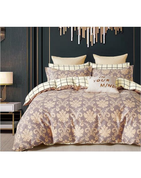 Parure housse de couette 100% Percale de Coton marron