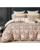 Parure housse de couette 100% Percale de Coton marron