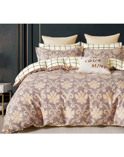 Parure housse de couette 100% Percale de Coton marron
