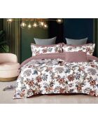 Parure housse de couette 100% Percale de Coton blanc/multicolore