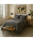 Drap housse 100% Percale de Coton gris magnet