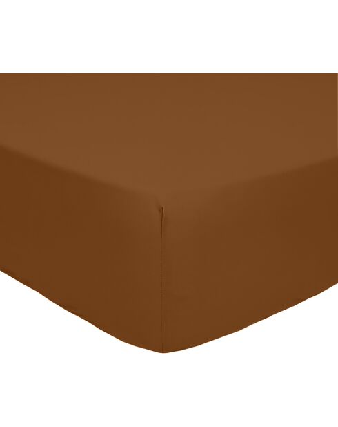 Drap housse 100% Percale de Coton  ocre