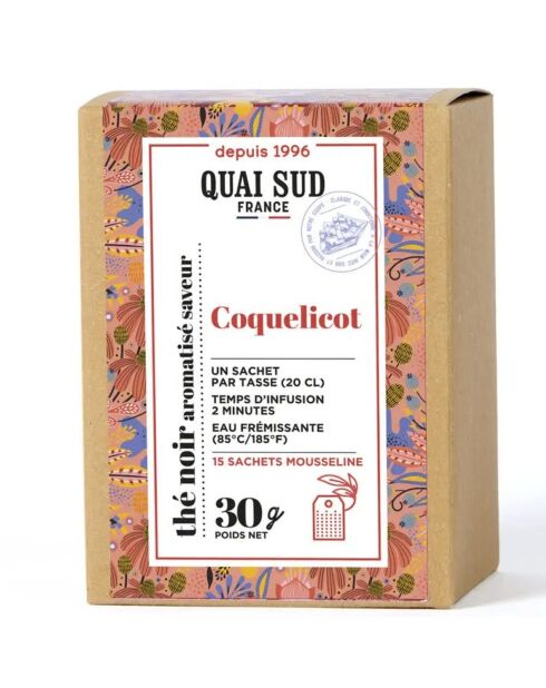 Thé Noir aromatisé Coquelicot - 15 Infusettes