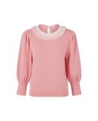 Maglione rosa con collo in tulle