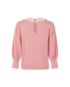 Maglione rosa con collo in tulle