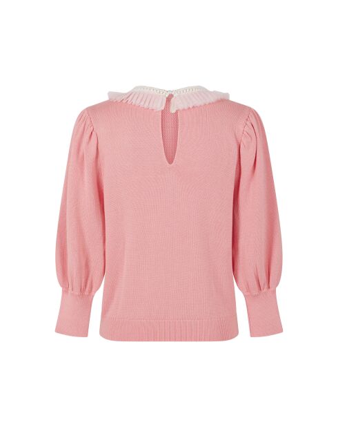 Maglione rosa con collo in tulle