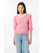 Maglione rosa con collo in tulle