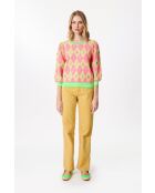 Maglione Burlington rosa/verde fluo