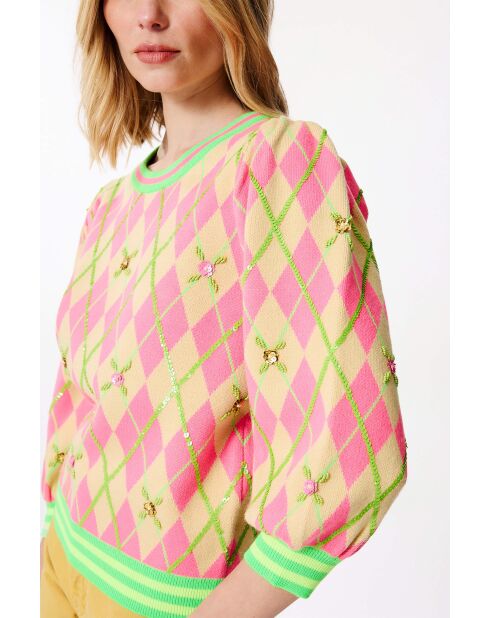 Maglione Burlington rosa/verde fluo