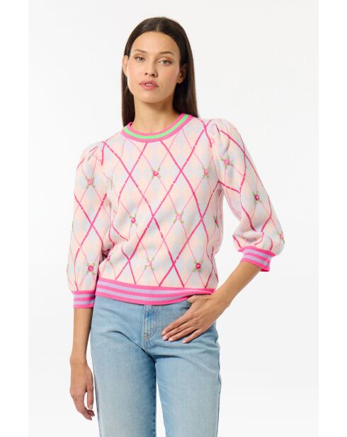 Maglione Burlington rosa/cielo