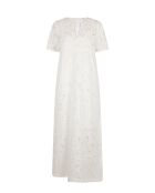 Weißes langes Kleid mit Schweizer Stickerei