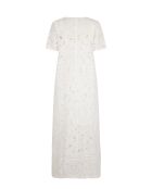 Weißes langes Kleid mit Schweizer Stickerei