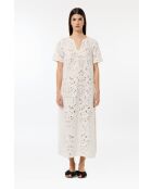 Weißes langes Kleid mit Schweizer Stickerei