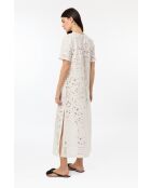 Weißes langes Kleid mit Schweizer Stickerei