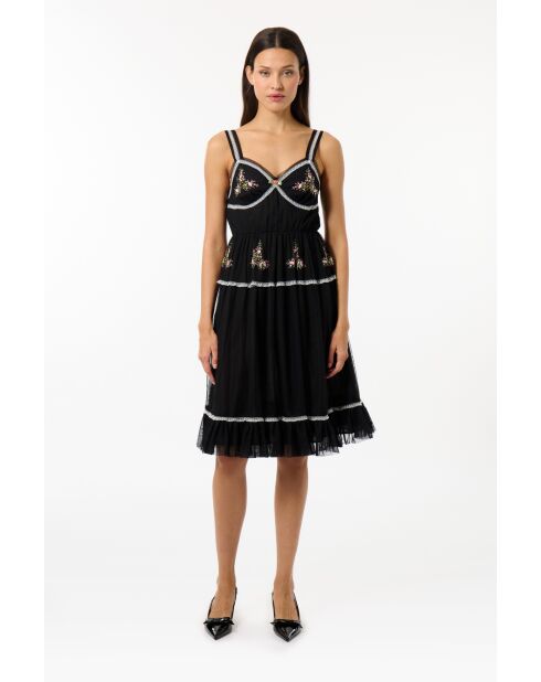 Robe en tulle fleuri noire