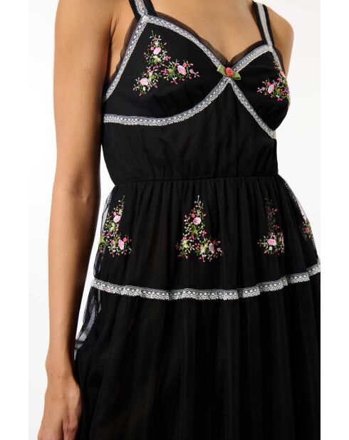 Robe en tulle fleuri noire