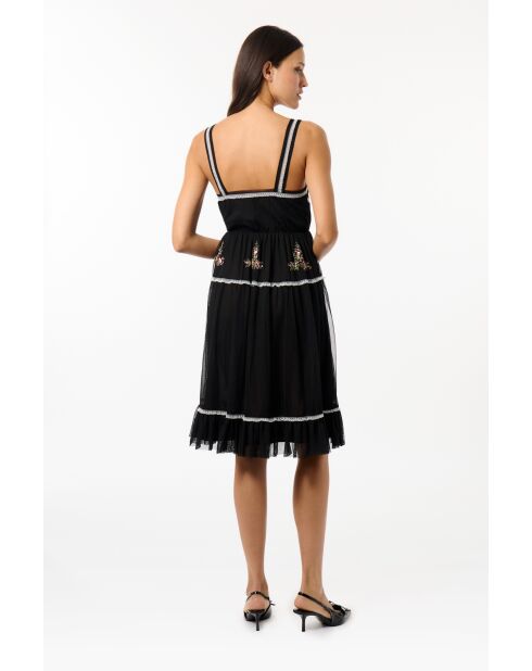 Robe en tulle fleuri noire