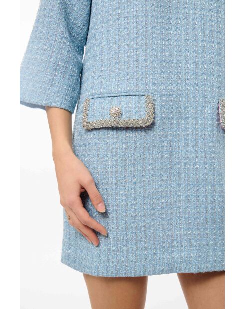 Elegante vestido de tweed azul