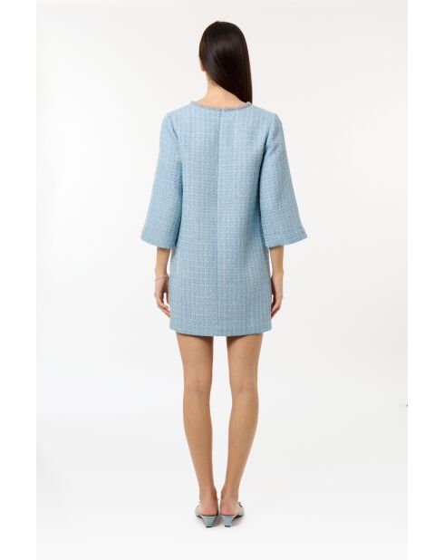 Elegante vestido de tweed azul