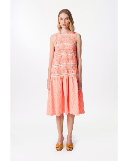 Vestido seersucker rosa