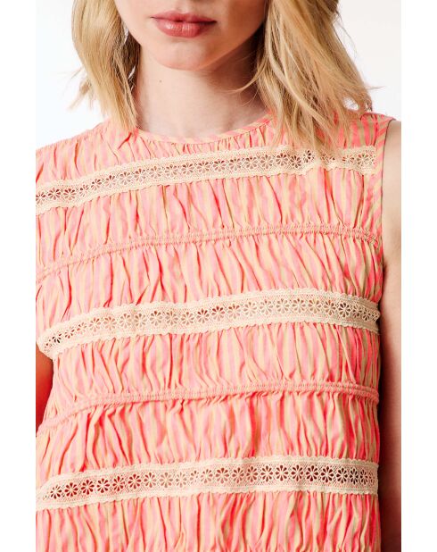 Vestido seersucker rosa