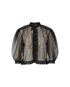 Camisa negra de tul con estampado floral