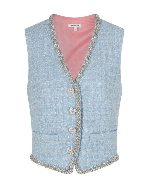 Gilet chic in tweed blu