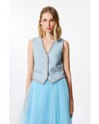 Gilet chic in tweed blu