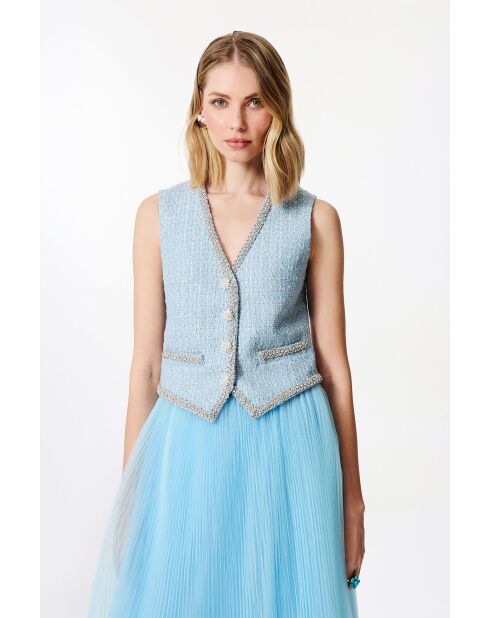 Gilet chic in tweed blu