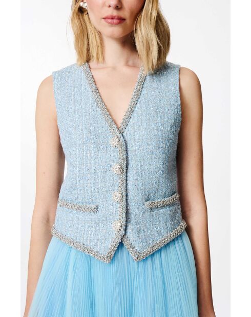 Gilet chic in tweed blu