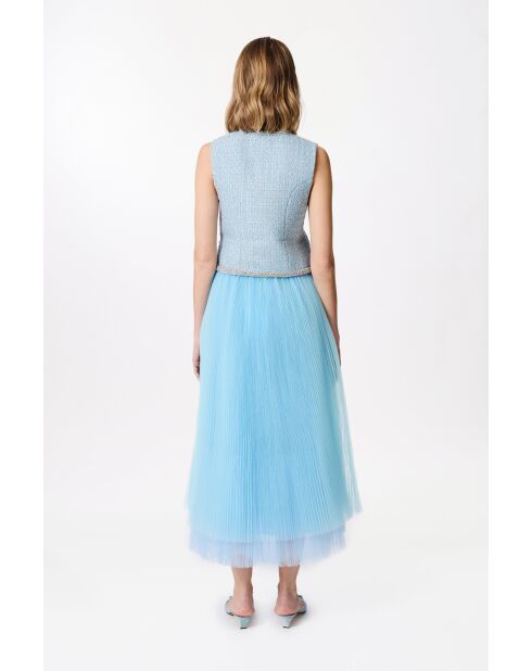 Gilet chic in tweed blu