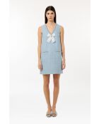 Elegante vestido de tweed azul