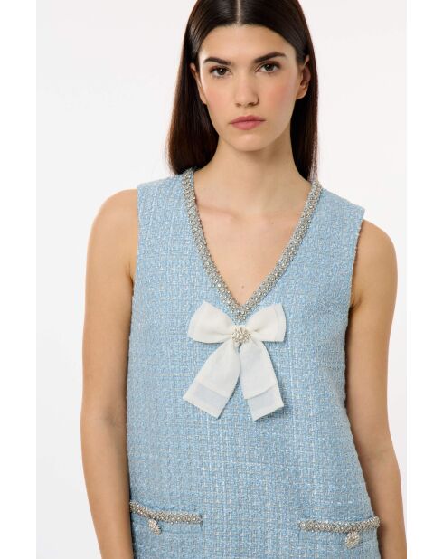 Elegante vestido de tweed azul