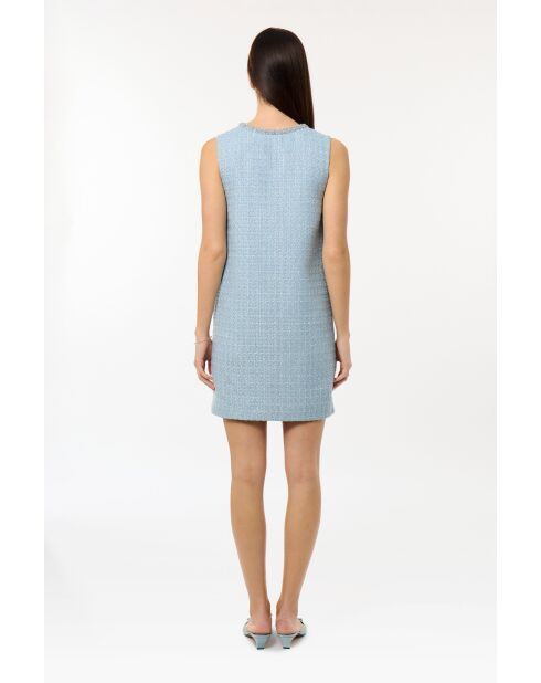 Elegante vestido de tweed azul