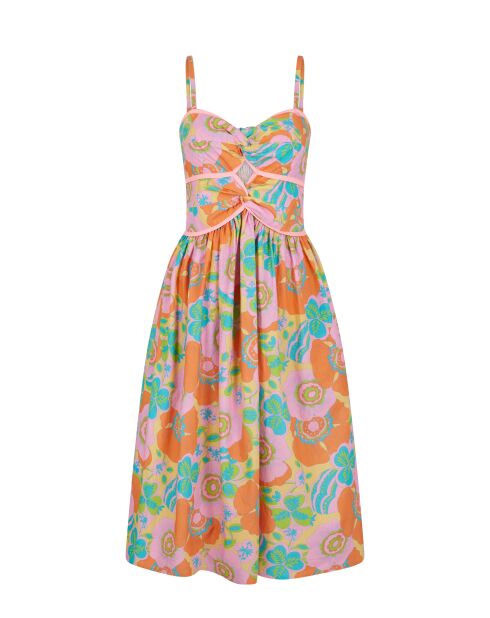 Katoenen jurk met bandjes en bubbelprint