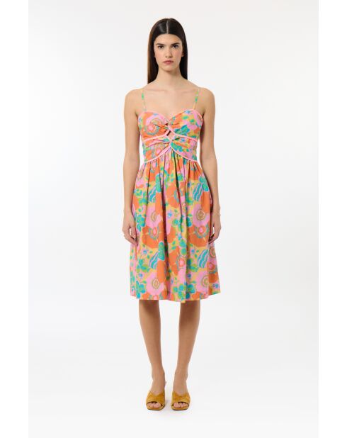 Katoenen jurk met bandjes en bubbelprint