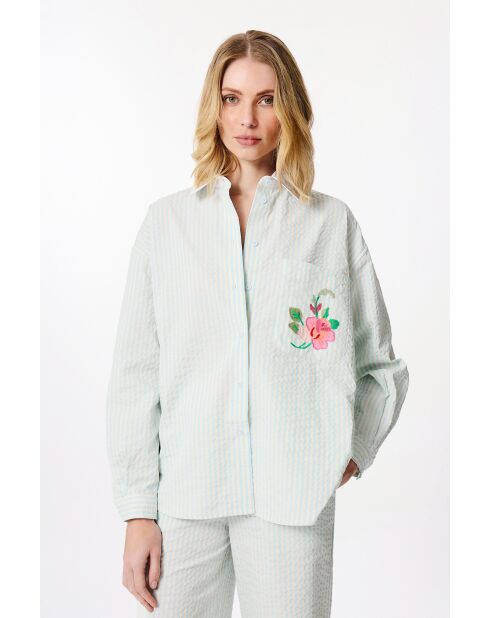 Chemise en seersucker ciel