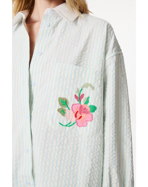 Chemise en seersucker ciel