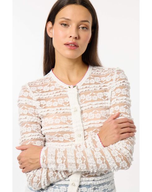 Cárdigan Roseline de encaje blanco